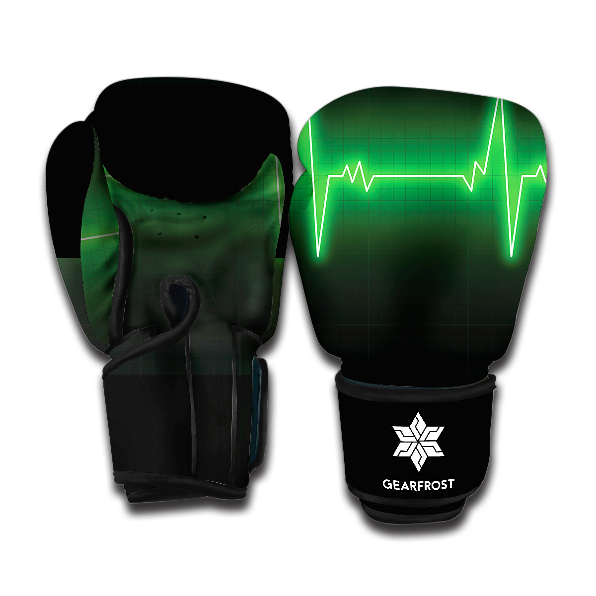 Green Heartbeat Print Boxing Gloves