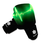 Green Heartbeat Print Boxing Gloves