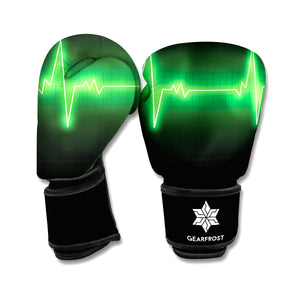Green Heartbeat Print Boxing Gloves