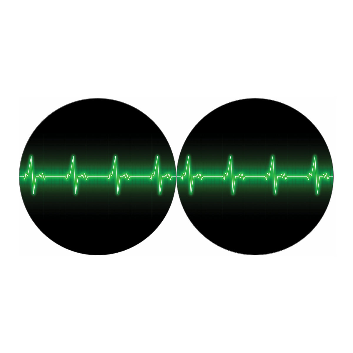 Green Heartbeat Print Car Coasters