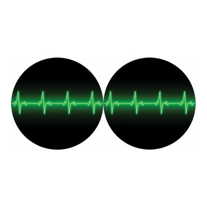 Green Heartbeat Print Car Coasters