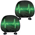 Green Heartbeat Print Car Headrest Covers