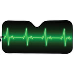 Green Heartbeat Print Car Sun Shade