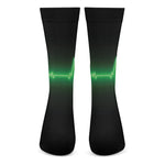 Green Heartbeat Print Crew Socks