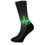 Green Heartbeat Print Crew Socks