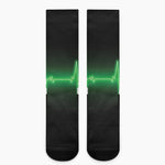 Green Heartbeat Print Crew Socks