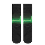 Green Heartbeat Print Crew Socks