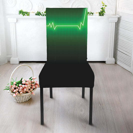 Green Heartbeat Print Dining Chair Slipcover