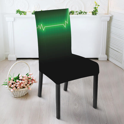 Green Heartbeat Print Dining Chair Slipcover