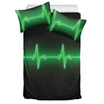 Green Heartbeat Print Duvet Cover Bedding Set
