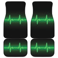 Green Heartbeat Print Front and Back Car Floor Mats