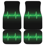 Green Heartbeat Print Front and Back Car Floor Mats