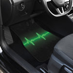 Green Heartbeat Print Front and Back Car Floor Mats