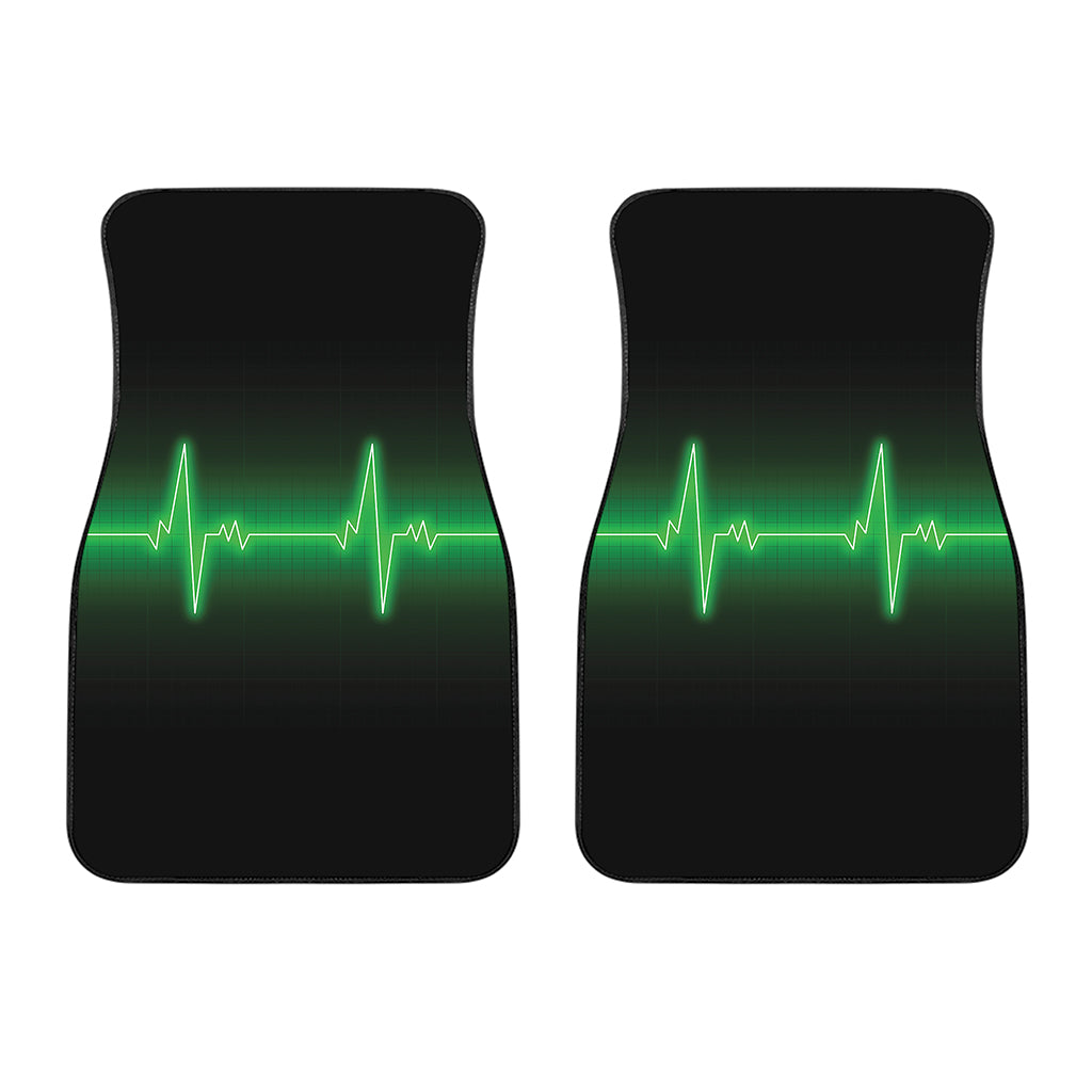 Green Heartbeat Print Front Car Floor Mats