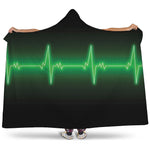 Green Heartbeat Print Hooded Blanket