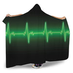 Green Heartbeat Print Hooded Blanket