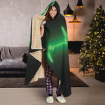 Green Heartbeat Print Hooded Blanket