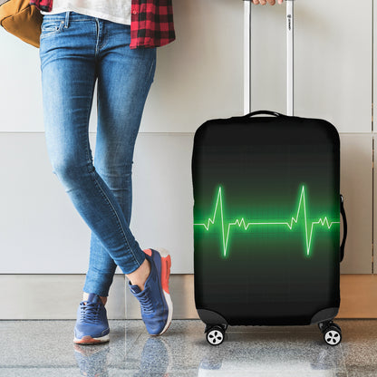 Green Heartbeat Print Luggage Cover