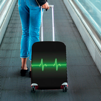Green Heartbeat Print Luggage Cover