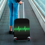 Green Heartbeat Print Luggage Cover