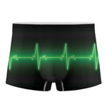 Green Heartbeat Print Men's Boxer Briefs