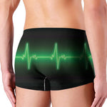 Green Heartbeat Print Men's Boxer Briefs