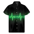 Green Heartbeat Print Men's Short Sleeve Shirt