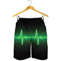 Green Heartbeat Print Men's Shorts