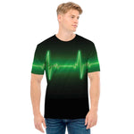 Green Heartbeat Print Men's T-Shirt