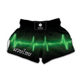 Green Heartbeat Print Muay Thai Boxing Shorts