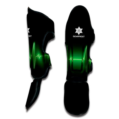 Green Heartbeat Print Muay Thai Shin Guard