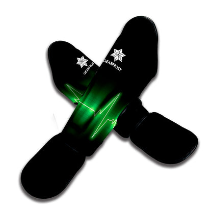 Green Heartbeat Print Muay Thai Shin Guard