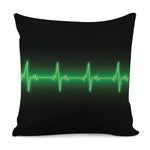 Green Heartbeat Print Pillow Cover