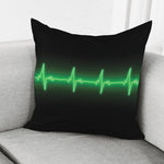 Green Heartbeat Print Pillow Cover