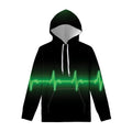 Green Heartbeat Print Pullover Hoodie