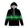 Green Heartbeat Print Pullover Hoodie