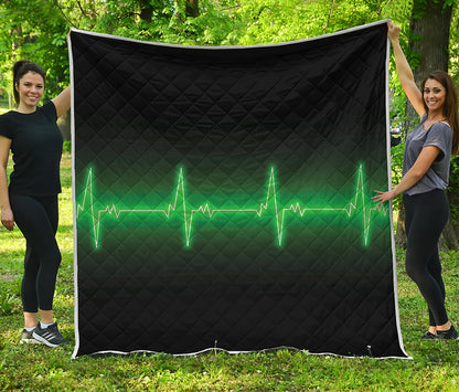 Green Heartbeat Print Quilt