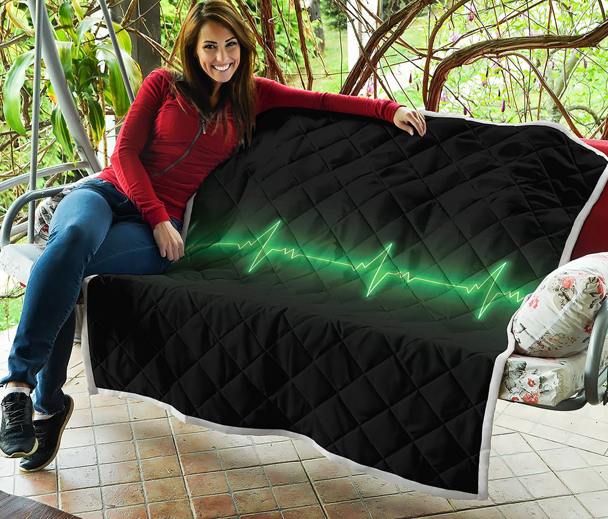Green Heartbeat Print Quilt