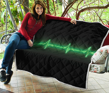 Green Heartbeat Print Quilt