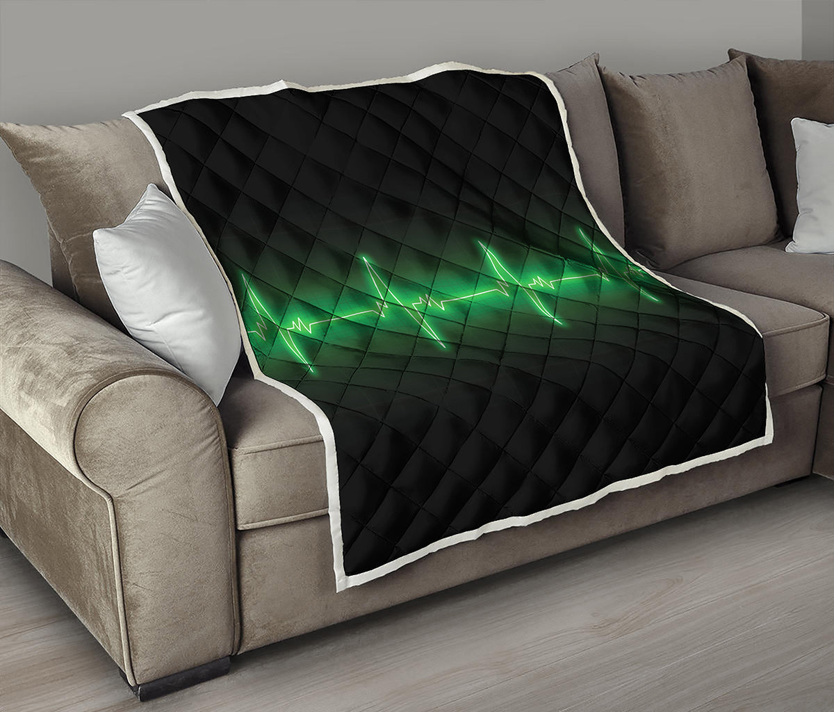 Green Heartbeat Print Quilt