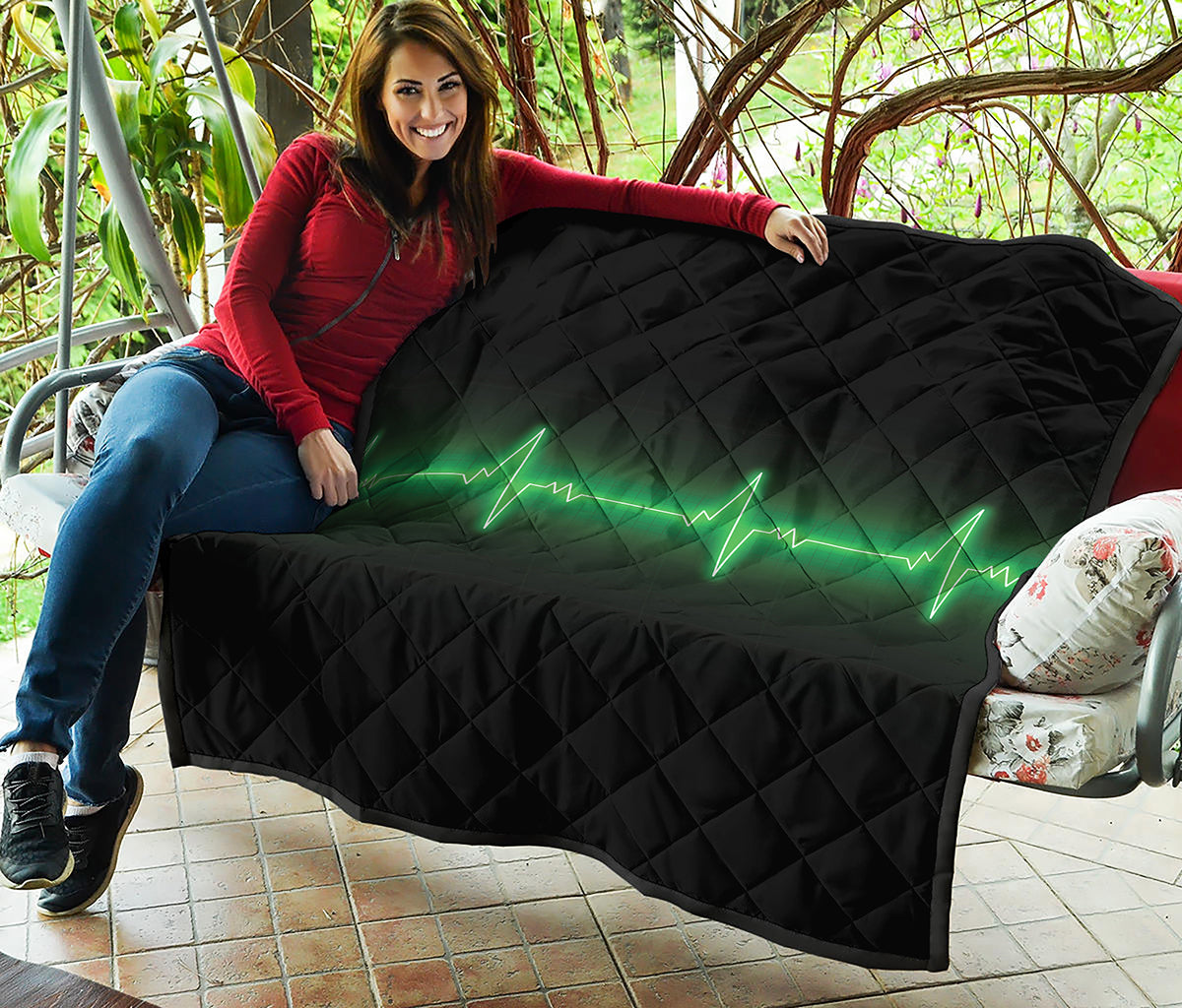 Green Heartbeat Print Quilt