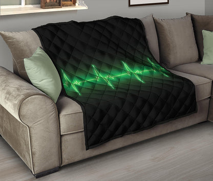 Green Heartbeat Print Quilt