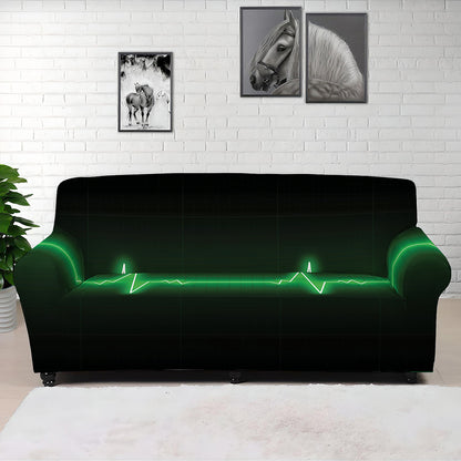 Green Heartbeat Print Sofa Cover