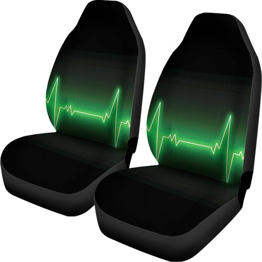 Green Heartbeat Print Universal Fit Car Seat Covers
