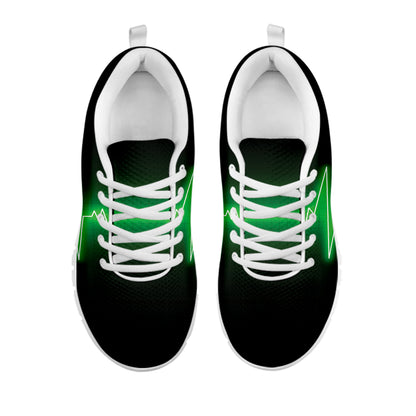 Green Heartbeat Print White Sneakers