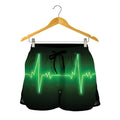 Green Heartbeat Print Women's Shorts