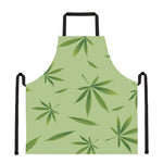 Green Hemp Leaves Pattern Print Apron