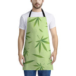 Green Hemp Leaves Pattern Print Apron