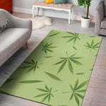 Green Hemp Leaves Pattern Print Area Rug