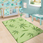 Green Hemp Leaves Pattern Print Area Rug